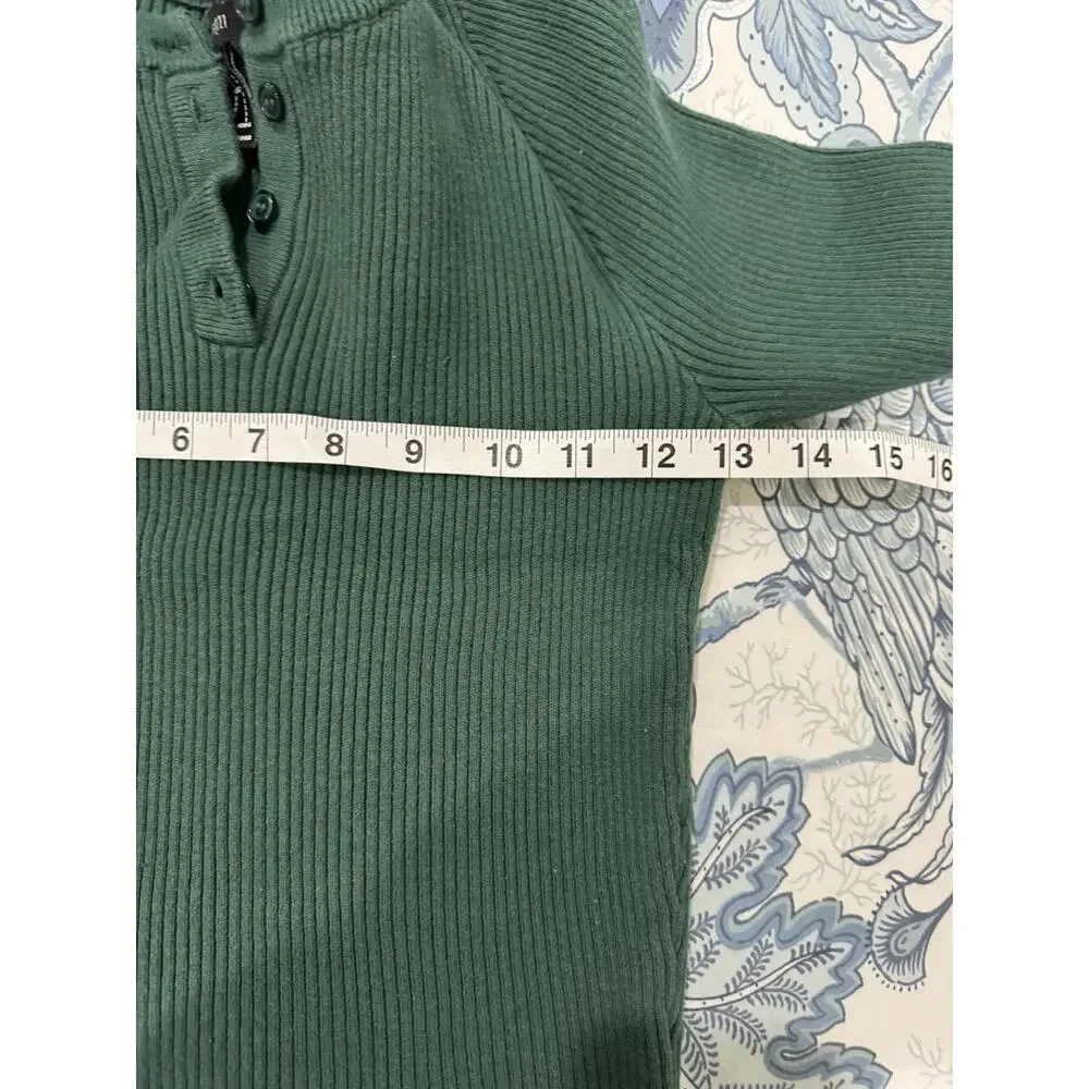 Forever 21 Red & Green Ribbed Henley Long Sleeve Crop Sweater Set- Size Small - Picture 8 of 9